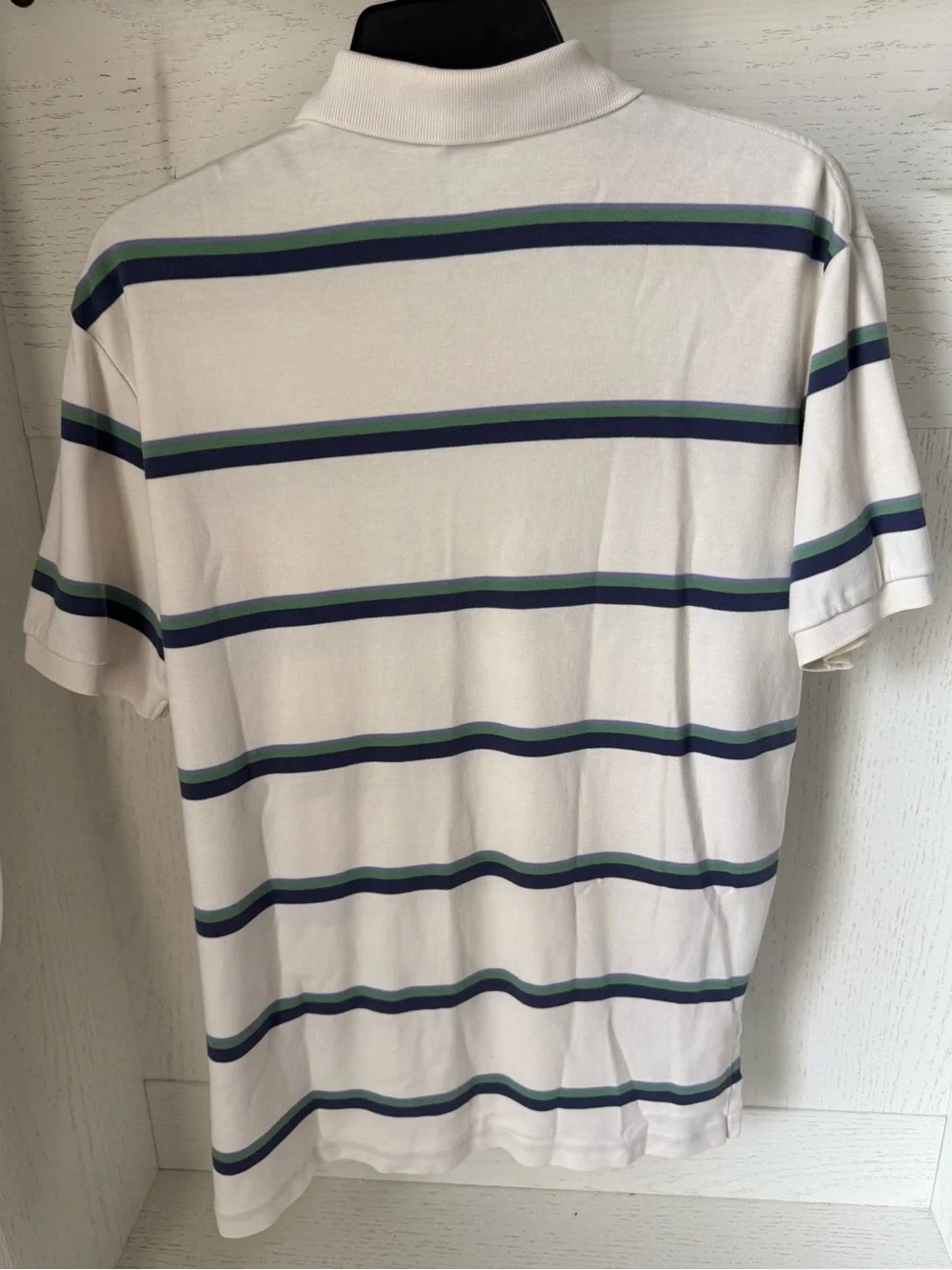 Ralph Lauren White Polo with Navy and Green Stripes size medium men’s